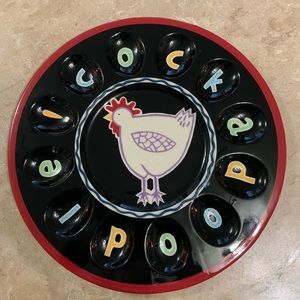 Rooster egg tray- artist Becky Denny